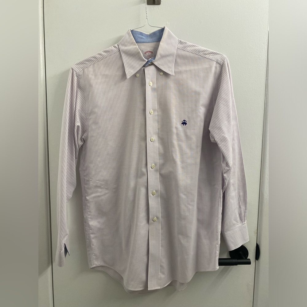BROOKS BROTHERS Cotton Lt. Purple Striped Button Down